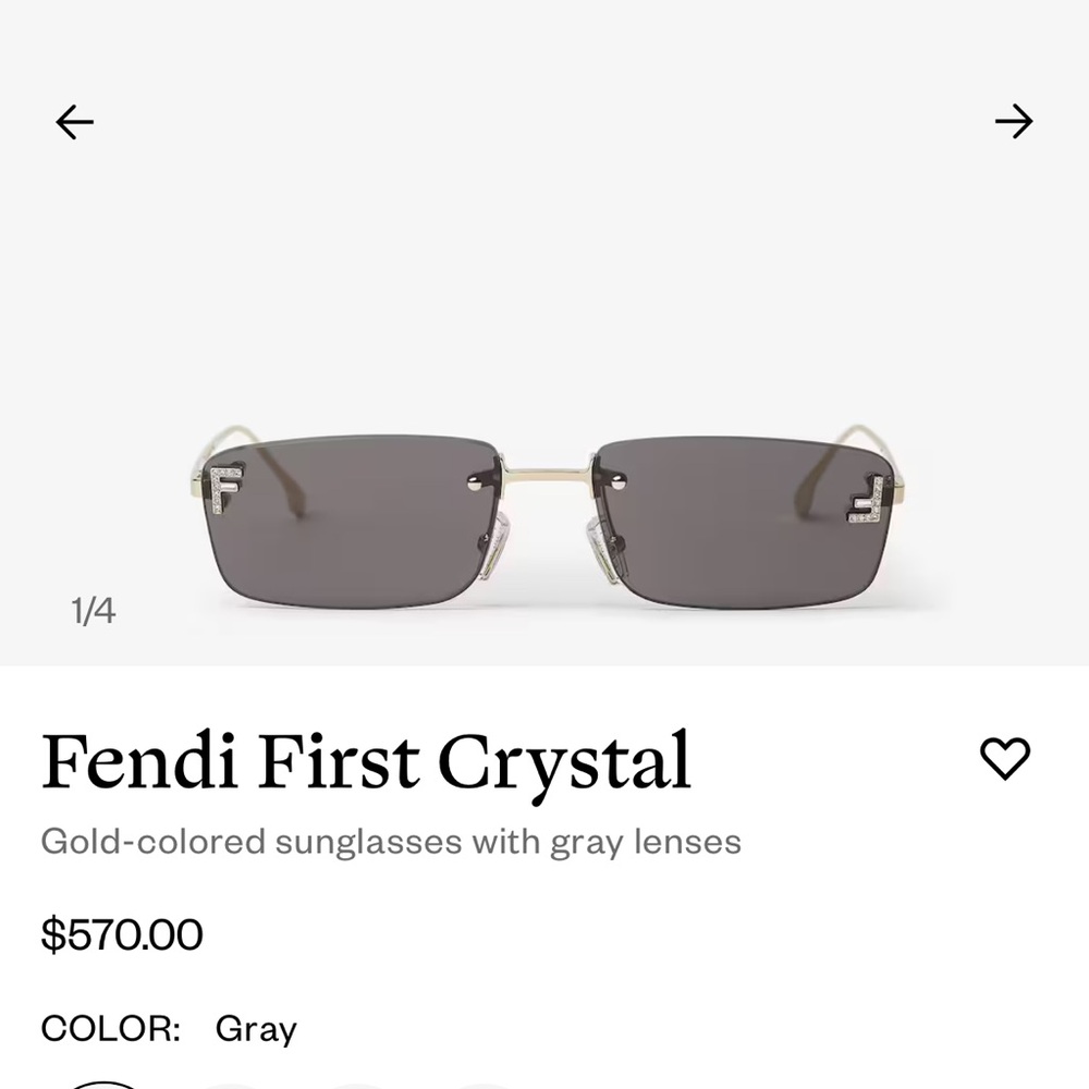 Fendi Black and Silver Sunglasses w F Rhinestone
